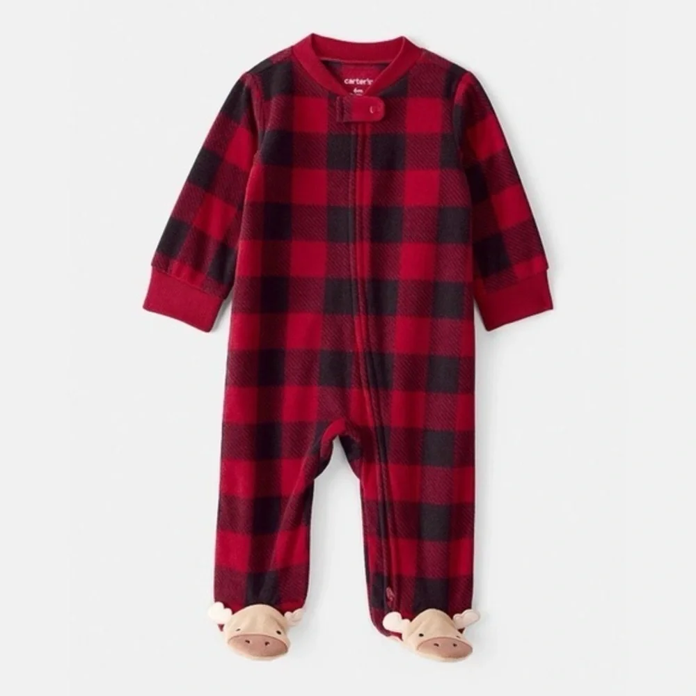 Carter’s One Piece Plaid Print Reindeer Loose Fit Long-Sleeve Sleep